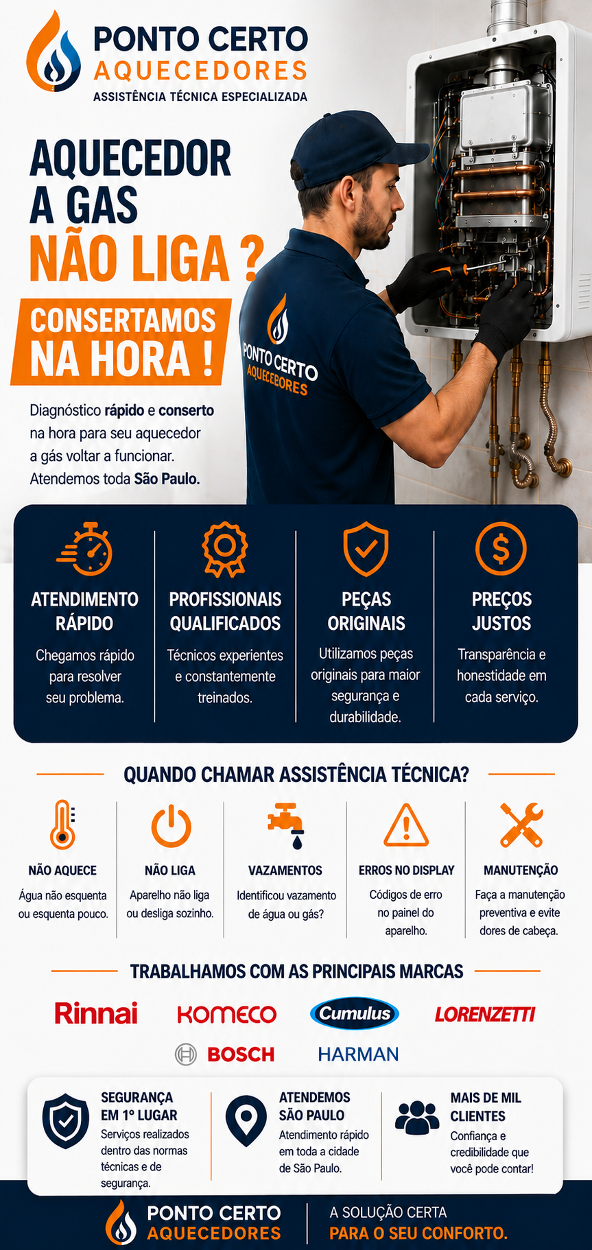aquecedor a gás não liga