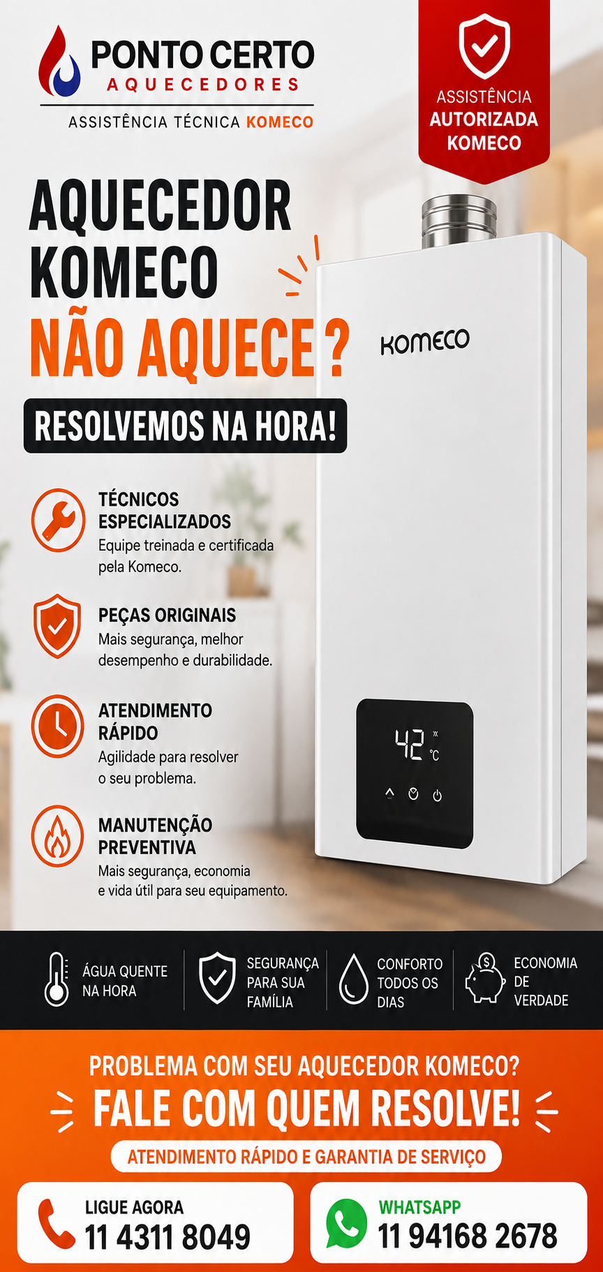 aquecedor komeco não aquece