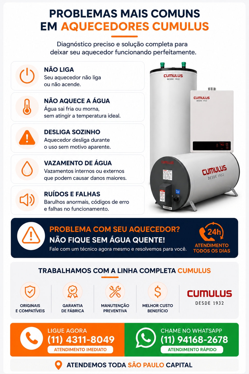 Aquecedor cumulus manutenção