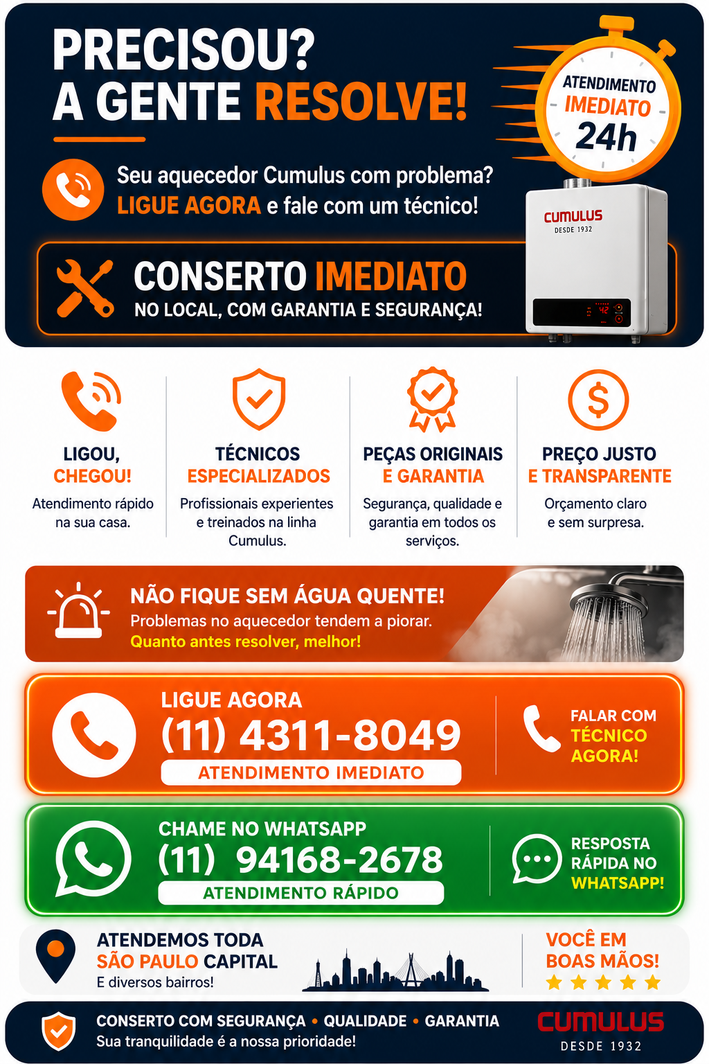 manutenção aquecedor cumulus